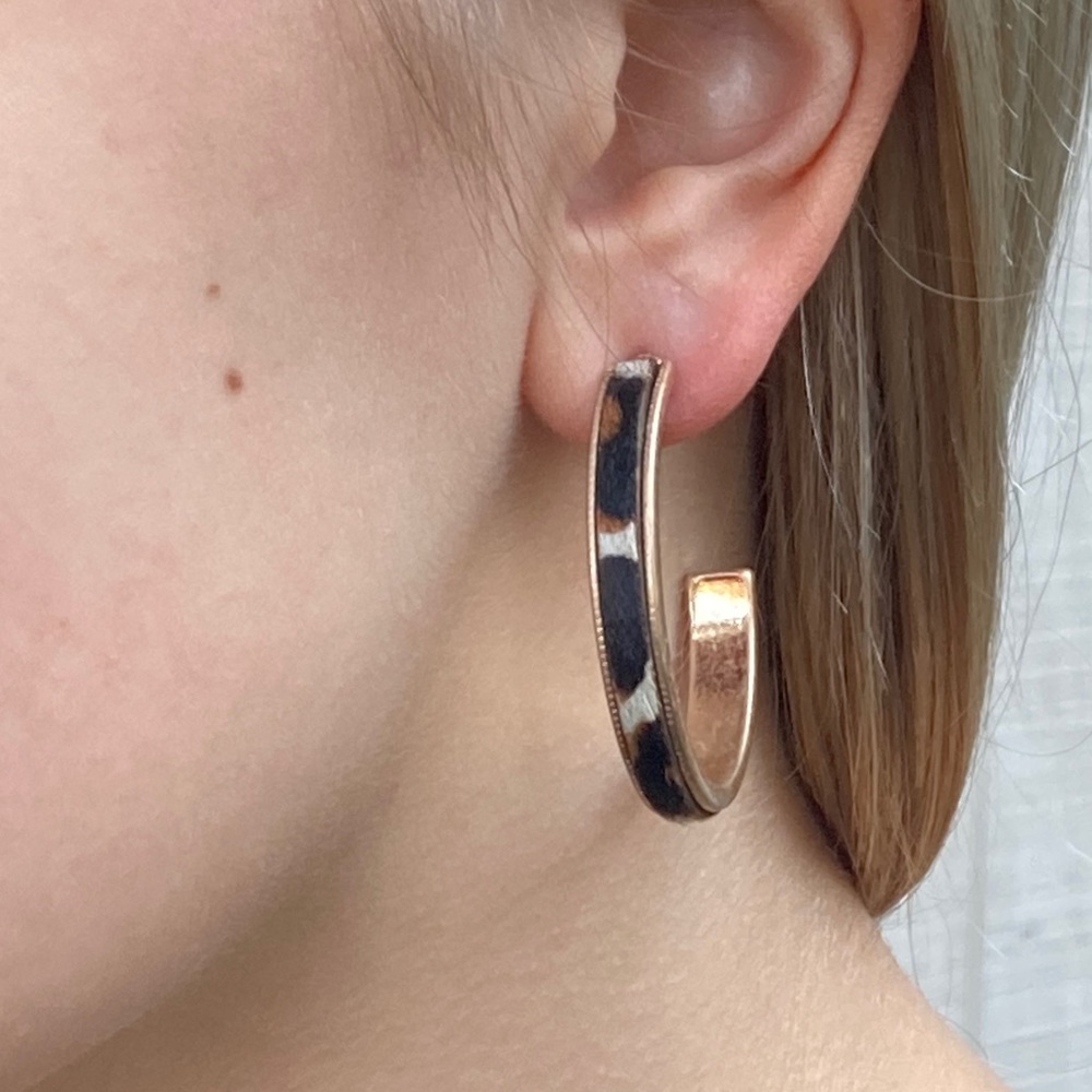 Cow print hoops